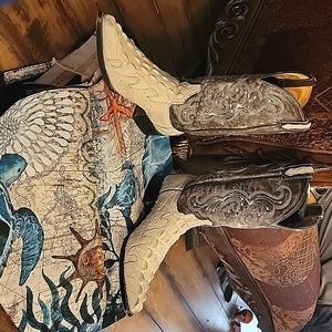 Red Diamond alligator tail and ostrich cowboy boots